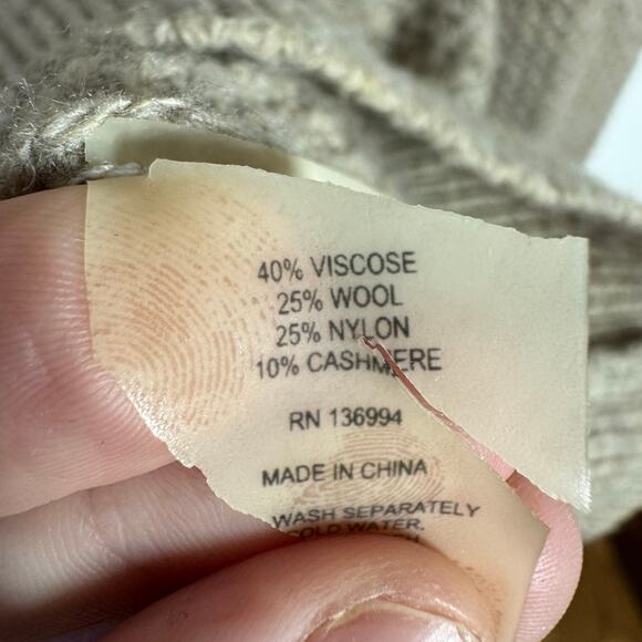 Sioni Shawl Collar Old Money Cashmere Cardigan Sweater Women Tan Grandpacore - Picture 8 of 8